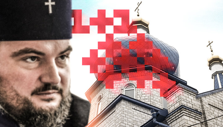"Ієрарх" ПЦУ Олександр (Драбинко) заявляє, що храм УПЦ в Морозівці "окупований Московською Церквою". Фото: СПЖ