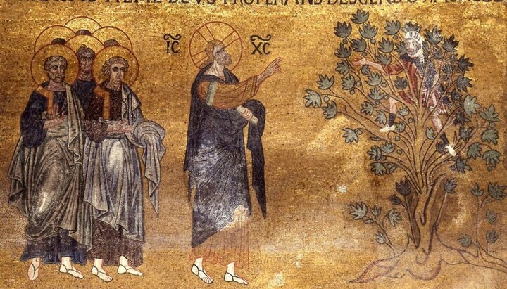 Jesus and Zacchaeus. St Mark's Basilica. The vault to the east of St Leonard’s dome (mosaic, 11th century). Photo: wikipedia.org