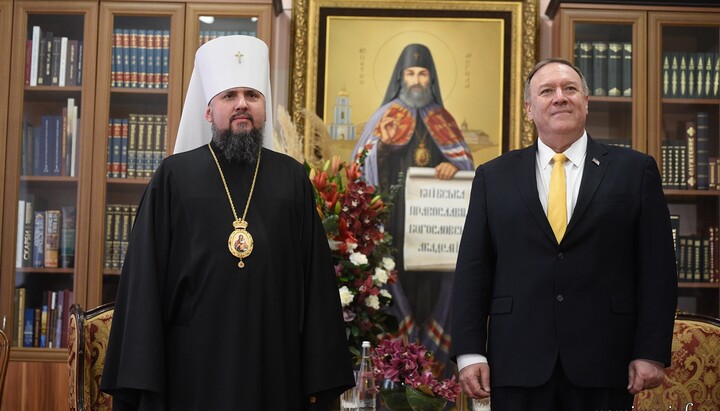 Сергій Думенко та Майк Помпео в Києві. Фото: прес-служба ПЦУ