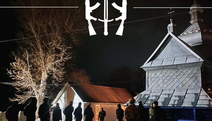 Militants assist in seizing the UOC church in Dubivtsi. Photo: Right Sector
