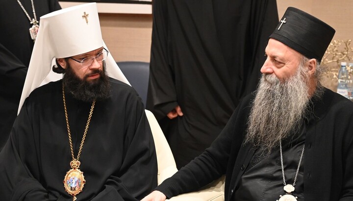 Патриарх Порфирий и глава ОВЦС МП митрополит Антоний. Фото: сайт Сербской Церкви