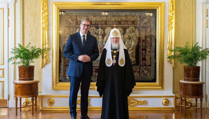 Президент Сербії Олександр Вучич та Предстоятель РПЦ Кирил. Фото: foto.patriarchia.ru