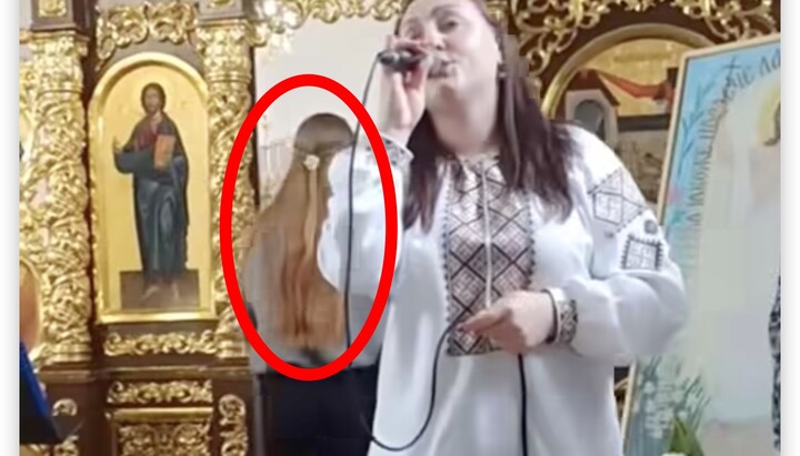 A girl enters the altar in a Uniate church in Ladychyn. Photo: TikTok / Choir_Ladychyn