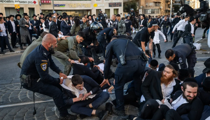 Protests of the ultra-Orthodox against conscription in Jerusalem. Photo: Chaim Goldberg/Flash90