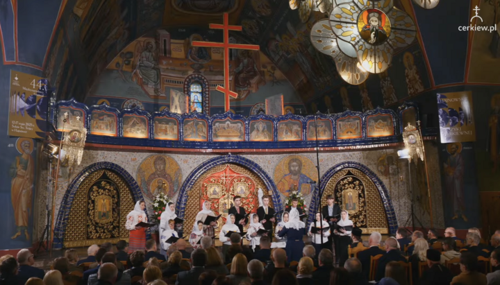 Performance of the Volyn Diocese Choir in Poland. Photo: screenshot of the Hajnówka Festival YouTube channel