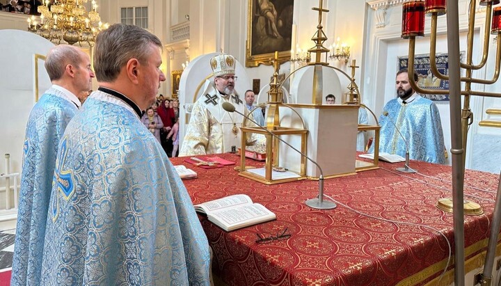 Head of the UGCC Shevchuk during the service at the Warsaw Cathedral on Medova. Photo: UGCC press service
