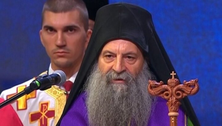 Patriarch Porfirije during the service. Photo: Orthodoxia News Agency