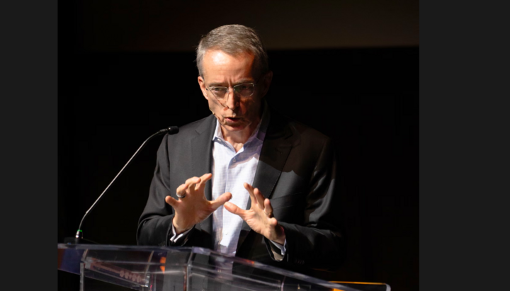 Patrick Gelsinger at the "AI for Humanity" seminar at Colorado Christian University. Photo: The Guardian