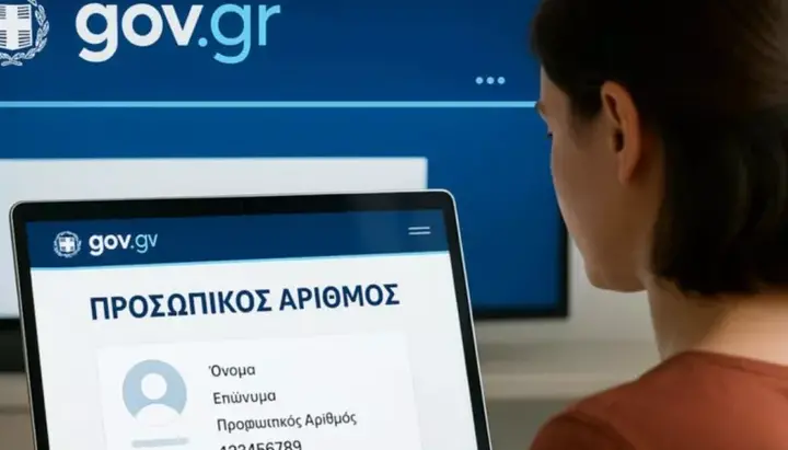 Інтерфейс особистого номера громадянина на платформі gov.gr. Фото: vima orthodoxias
