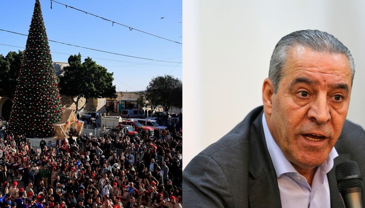 Christmas in the Old City of Bethlehem, December 24, 2025. Vice President of the Palestinian Authority Hussein al-Sheikh. Photo: Jpost