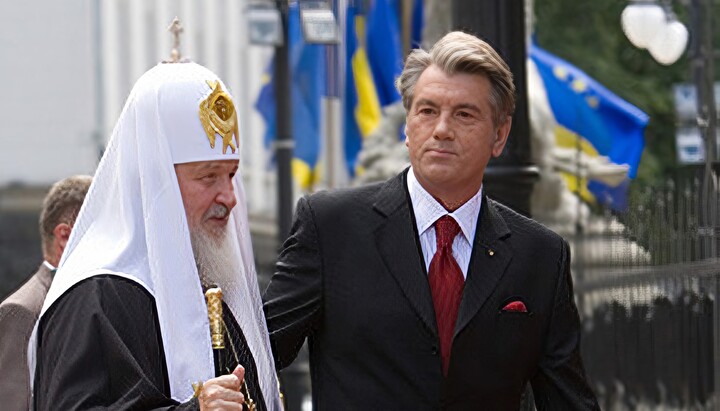 Патриарх Кирилл с Ющенко в Киеве. Фото: «Корреспондент»