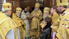 Altar table of temporary UOC church consecrated in Prypruttia village