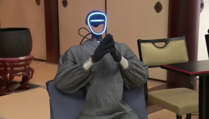 Buddharoid – an artificial-intelligence robot that replaces human monks. Photo: NHK / AFP