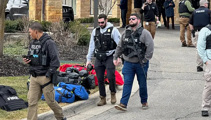 Police shot and killed a suspect in an attack on a synagogue in Michigan. Photo: AP Photo/Corey Williams