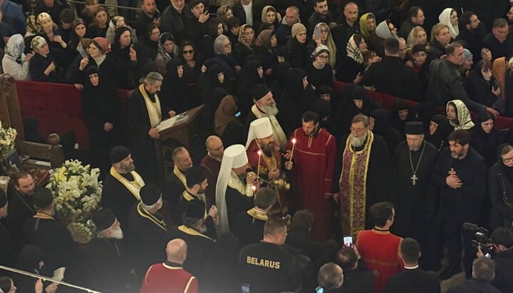 A ROC delegation at the memorial service for Catholicos-Patriarch Ilia II. Photo: UOJ