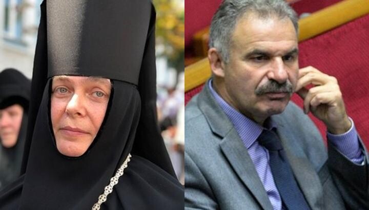Ігуменя Серафима, настоятелька Архангело-Михайлівського монастиря УПЦ і голова ДЕСС Віктор Єленський. Фото: Facebook