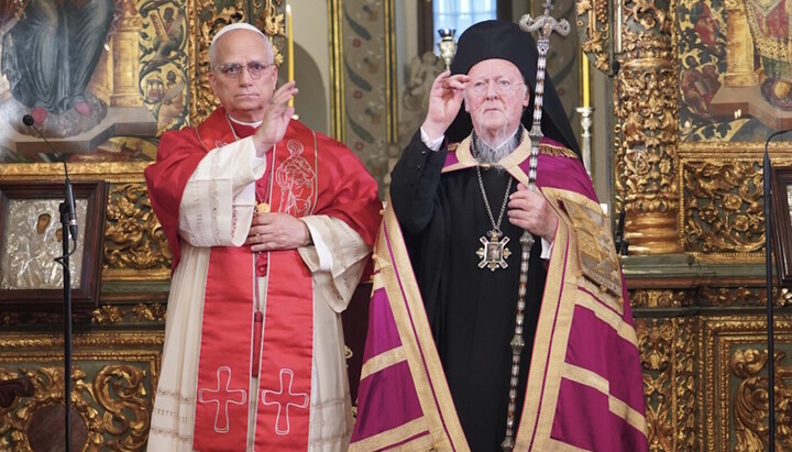 Pope Leo and Patriarch Bartholomew. Photo: Nikos Papachristou
