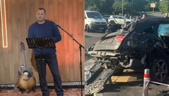 Пастор Павел Плешивцев и последствия ДТП. Коллаж: СПЖ