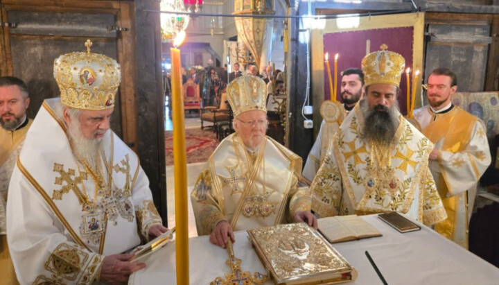 Patriarch Bartholomew was concelebrated by the Primates of the Bulgarian and Romanian Churches on his name day. Photo: Orthodoxia News Agency