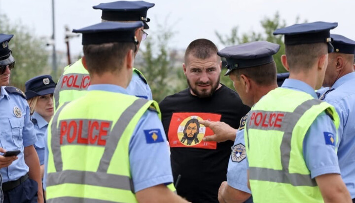 Police in Kosovo arrested worshippers during Vidovdan commemorations. Photo: Orthodoxia News Agency