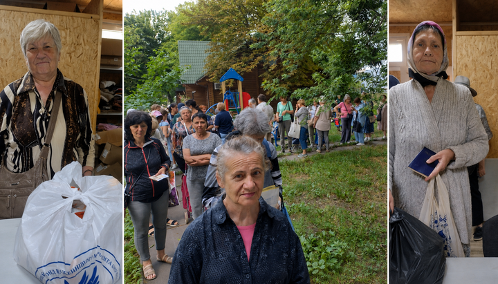 Видача гуманітарної допомоги сім'ям переселенців у Києві. Фото: УПЦ
