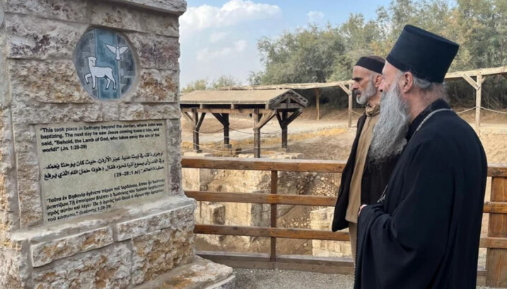 Prince Ghazi bin Muhammad and Patriarch Porfirije at the holy sites of Jordan in December 2025. Photo: SPC/Blic screenshot