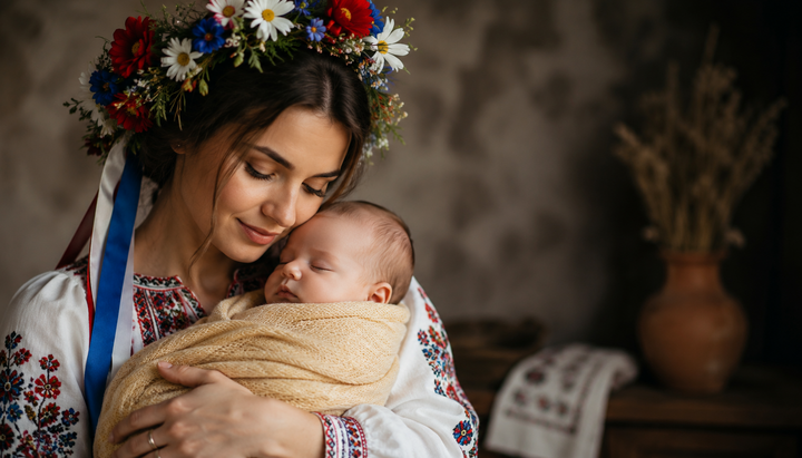Ілюстративне зображення українки з немовлям. Фото: СПЖ