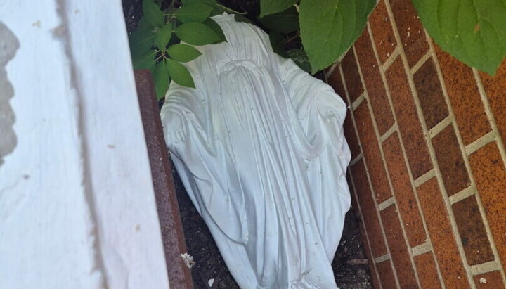 Statue of the Virgin Mary vandalized at the Roman Catholic Church of Saint Rita, New York. Photo: LifeSiteNews