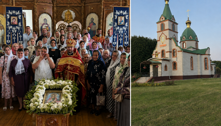 Віруючі УПЦ і храм преподобного Серафима Саровського в Якушинцях. Фото: «Перший Козацький»