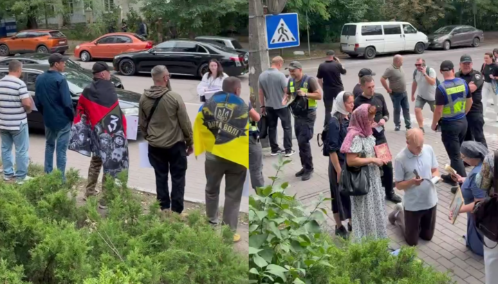 Кадри з місця подій біля Північного апеляційного господарського суду в Києві. Фото: скриншот відео t.me/kozakTv1