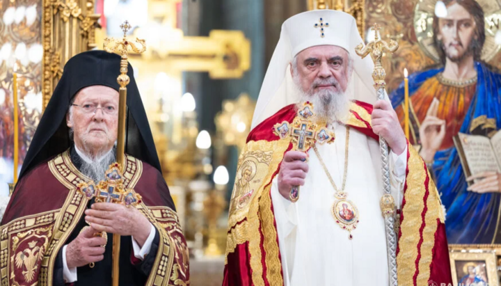 Патріарх Варфоломій та Патріарх Даниїл. Фото: Basilica.ro