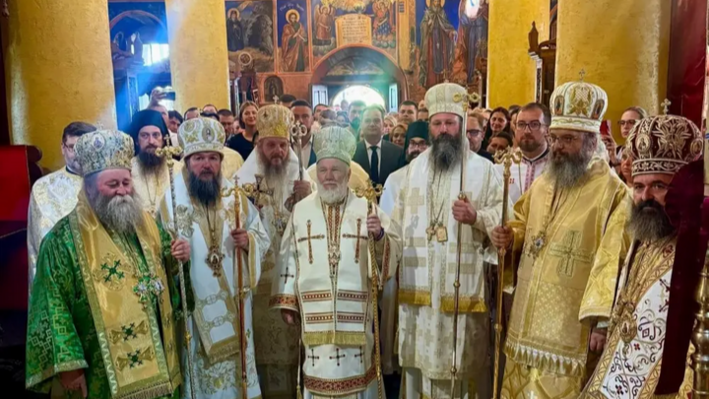 Hierarchs of the Local Churches during the service at St. Joachim of Osogovo Monastery. Photo: liturgija.mk