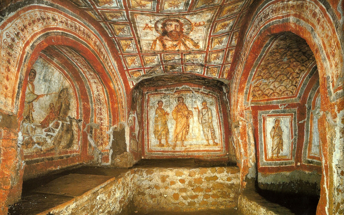 Frescoes of the Domitilla catacombs. Source: PlanetofHotels
